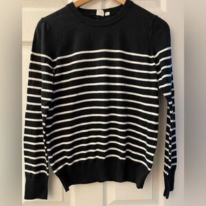 Black & White Striped Crewneck Sweater